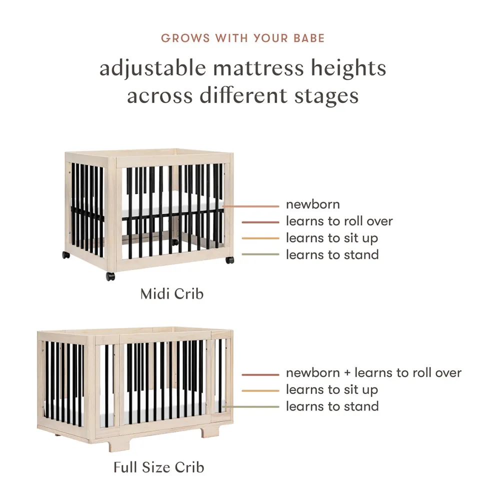 Babyletto Yuzu 8-in-1 Convertible Crib with All-Stages Conversion Kit - Washed Natural / Black