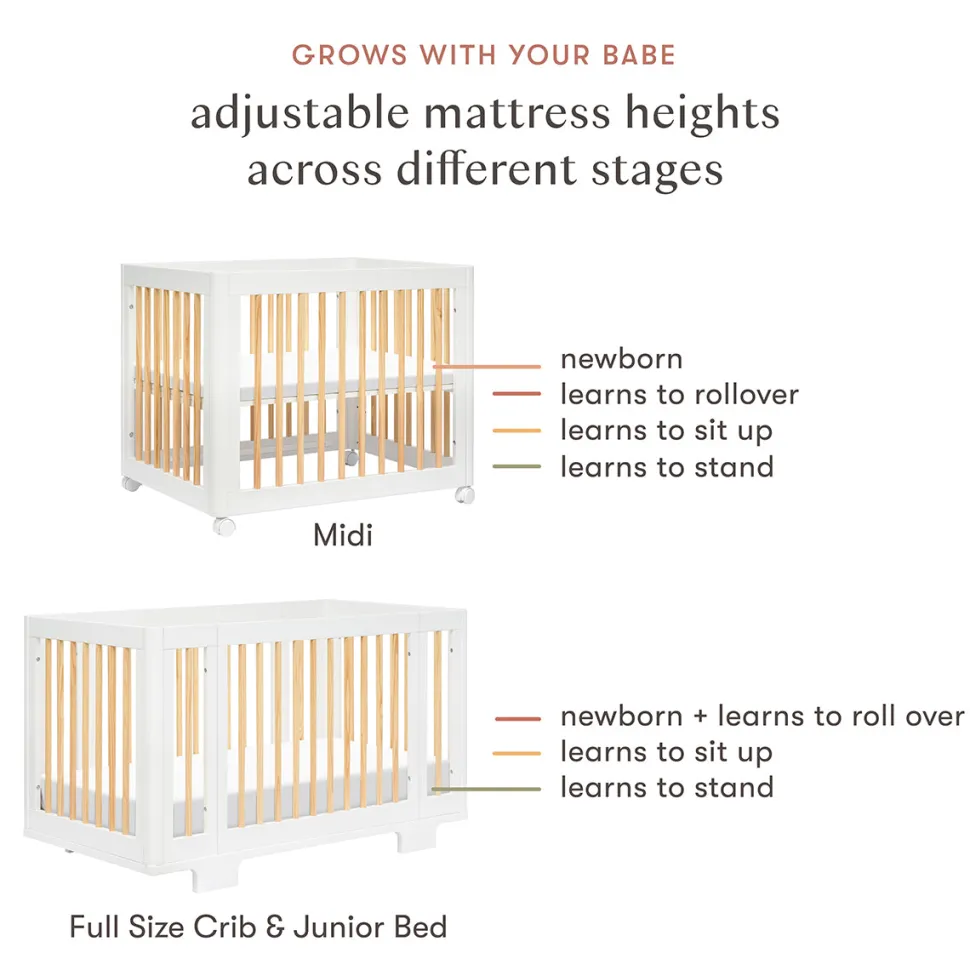 Babyletto Yuzu 8-in-1 Convertible Crib with All-Stages Conversion Kit - White / Natural