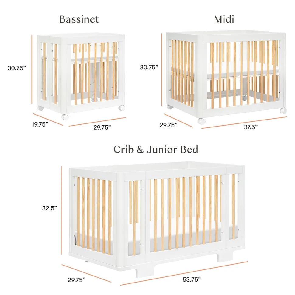 Babyletto Yuzu 8-in-1 Convertible Crib with All-Stages Conversion Kit - White / Natural