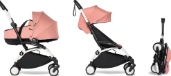 Babyzen YOYO2 Ultra Compact Complete 6+ Stroller with Bassinet Bundle - White/Ginger
