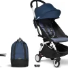 Babyzen YOYO2 Ultra Compact Complete 6+ Stroller & Rolling Bag Bundle - White/Air France Blue