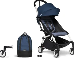 Babyzen YOYO2 Ultra Compact Complete 6+ Stroller & Rolling Bag Bundle - White/Air France Blue