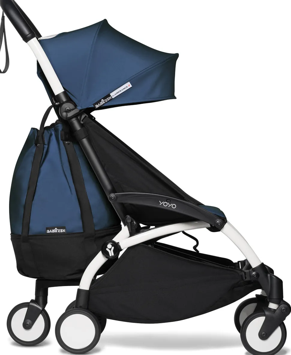 Babyzen YOYO2 Ultra Compact Complete 6+ Stroller & Rolling Bag Bundle - White/Air France Blue