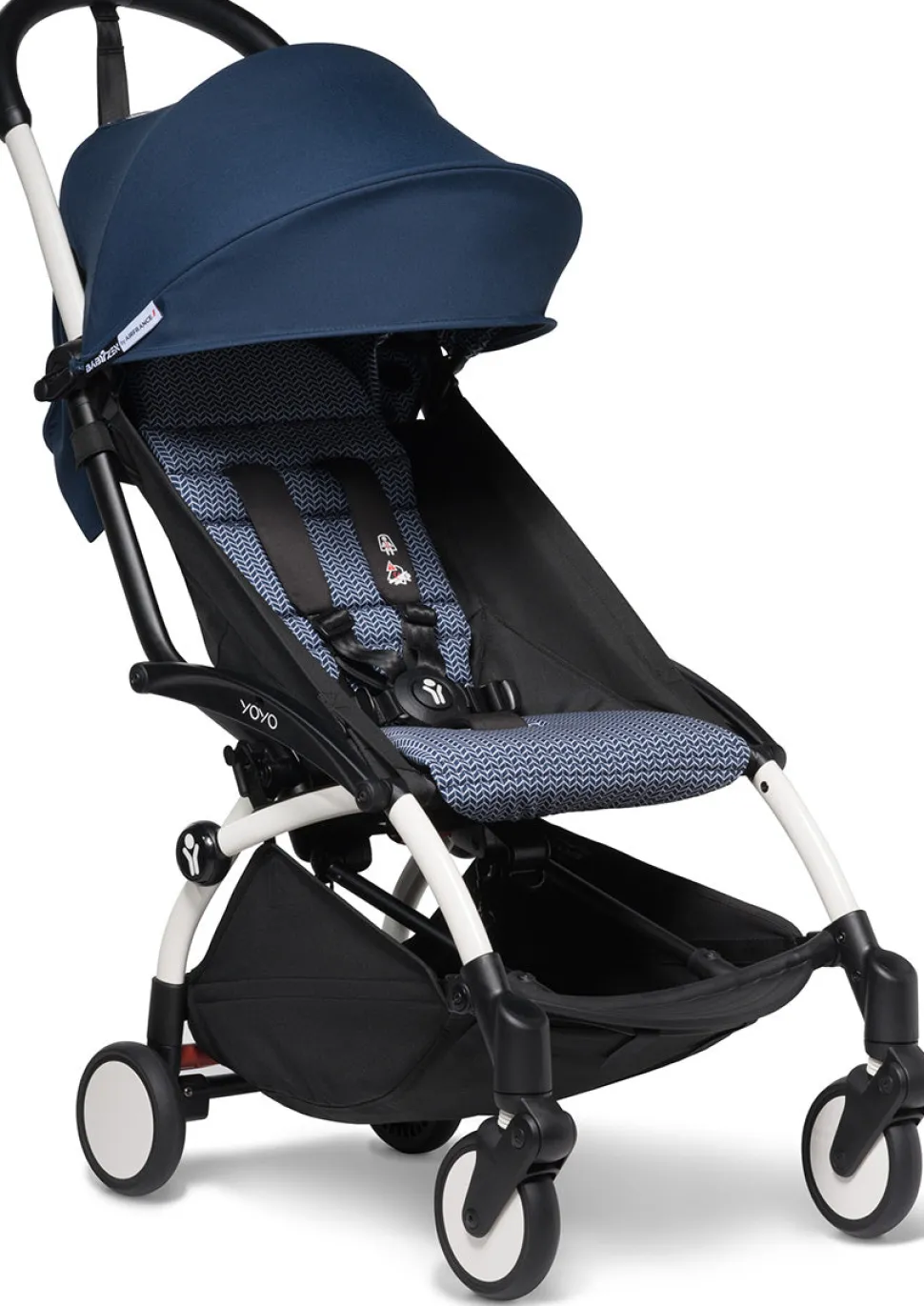 Babyzen YOYO2 Ultra Compact Complete 6+ Stroller & Rolling Bag Bundle - White/Air France Blue