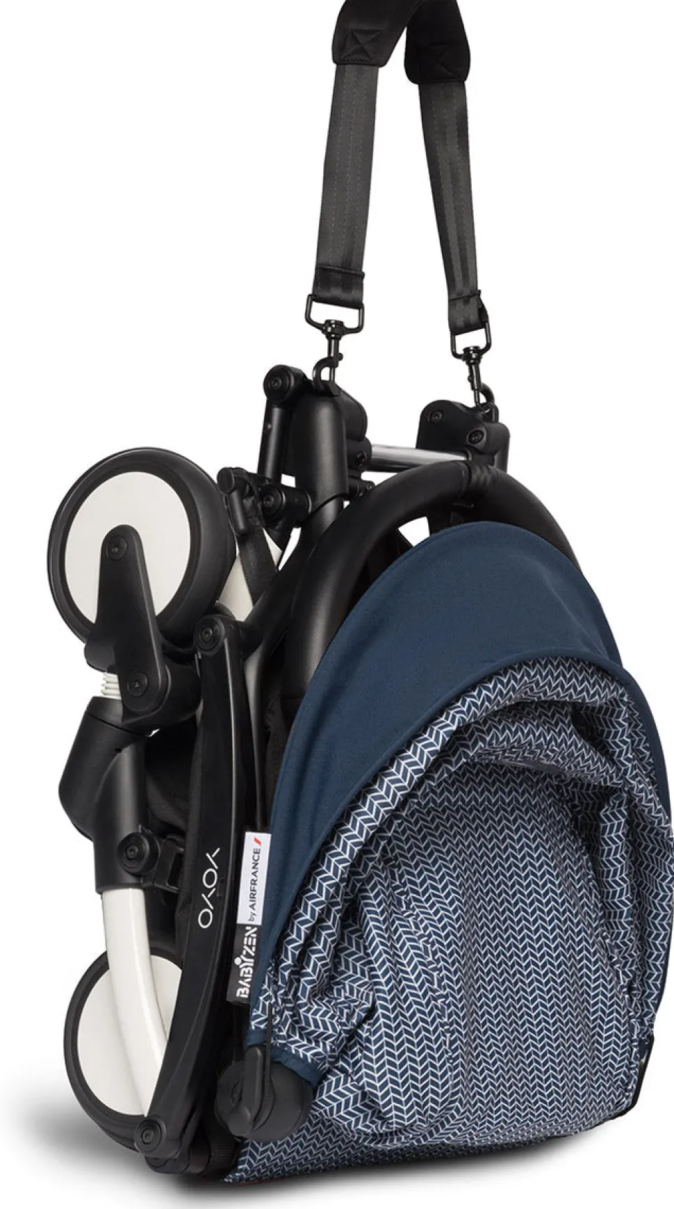 Babyzen YOYO2 Ultra Compact Complete 6+ Stroller & Rolling Bag Bundle - White/Air France Blue
