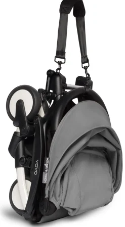 Babyzen YOYO2 Ultra Compact Complete 6+ Stroller with Bassinet & Rolling Bag Bundle - White/Grey
