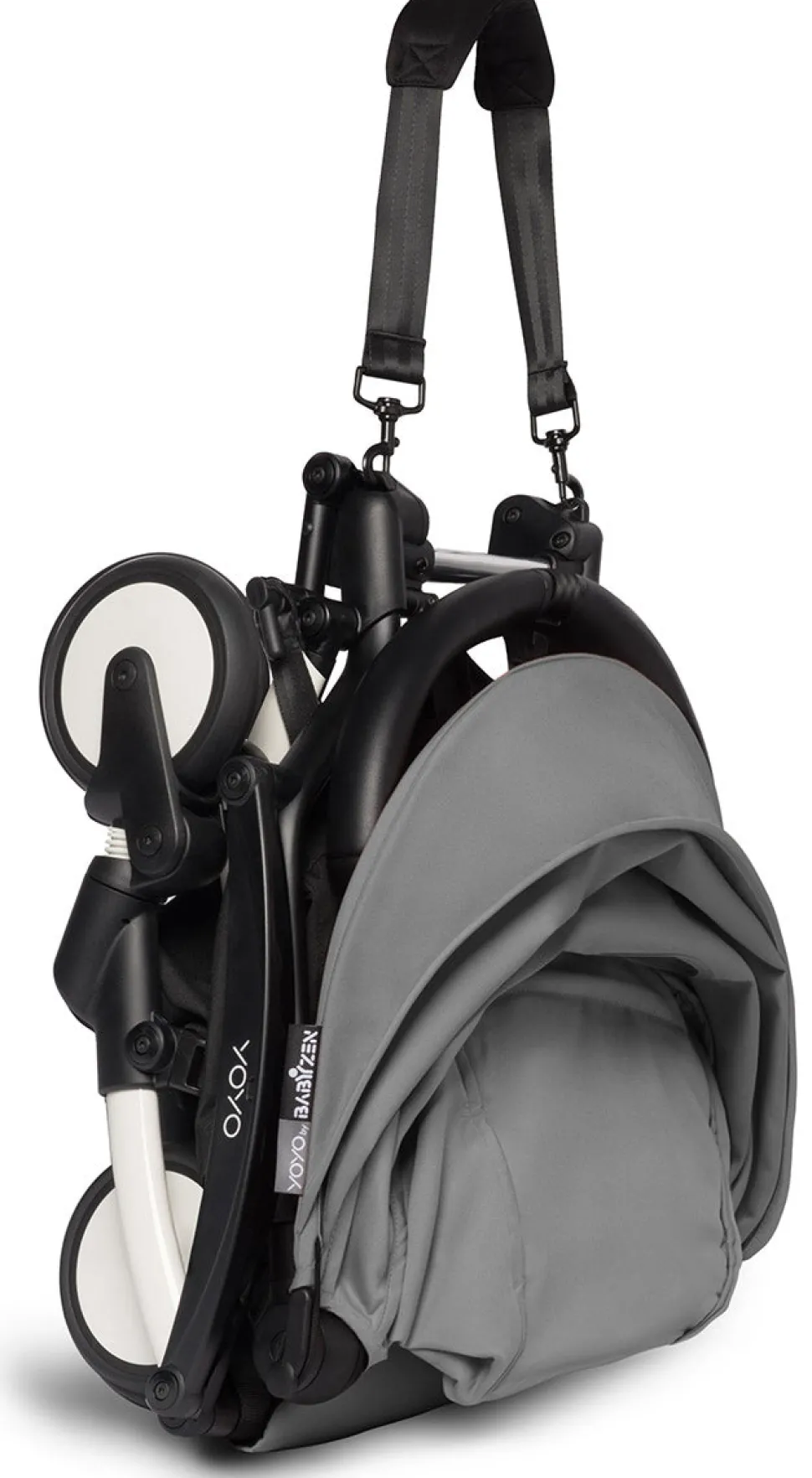 Babyzen YOYO2 Ultra Compact Complete 6+ Stroller with Bassinet & Rolling Bag Bundle - White/Grey