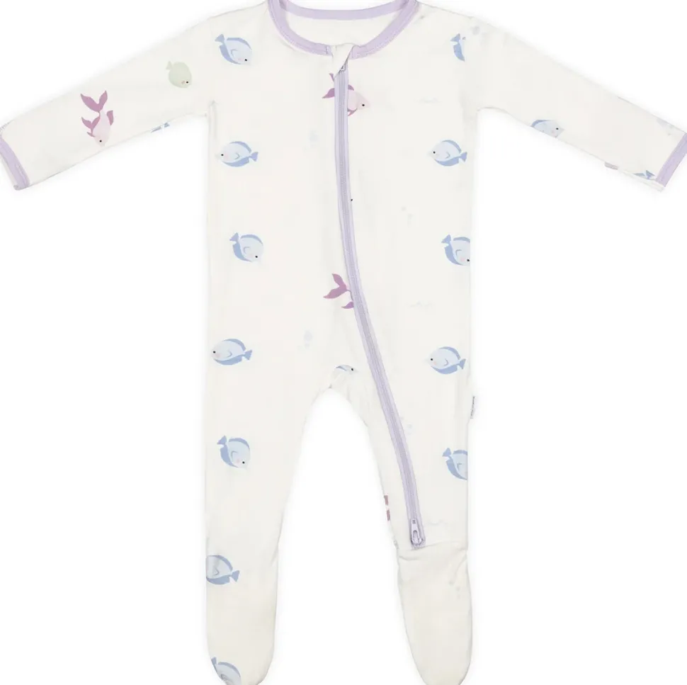 Bamboo Little Zippered Footie - Lavender Fish (9-12m)