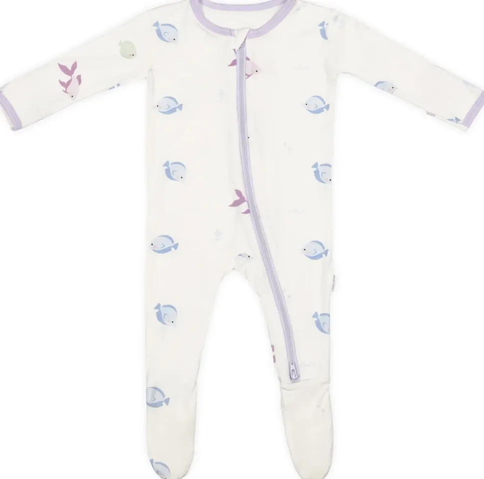 Bamboo Little Zippered Footie - Lavender Fish (6-9m)