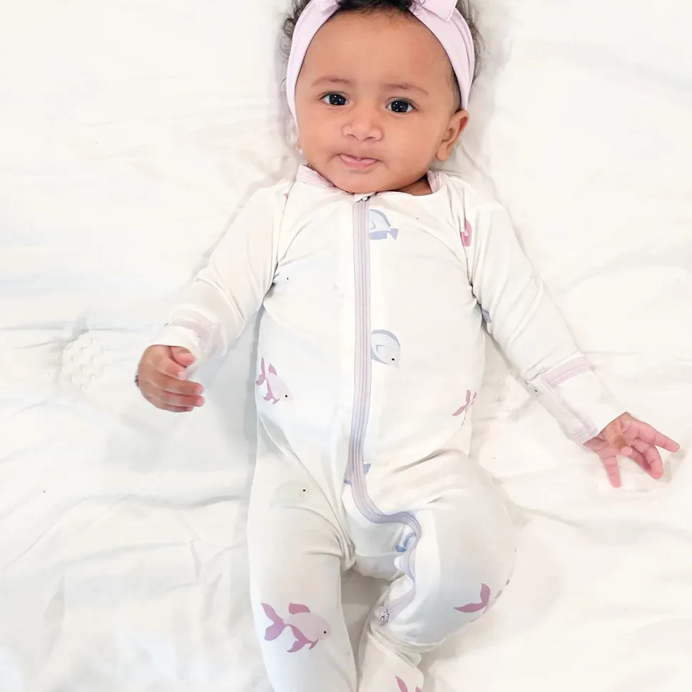Bamboo Little Zippered Footie - Lavender Fish (6-9m)