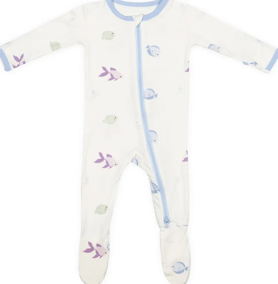 Bamboo Little Zippered Footie - Blue Fish (9-12m)