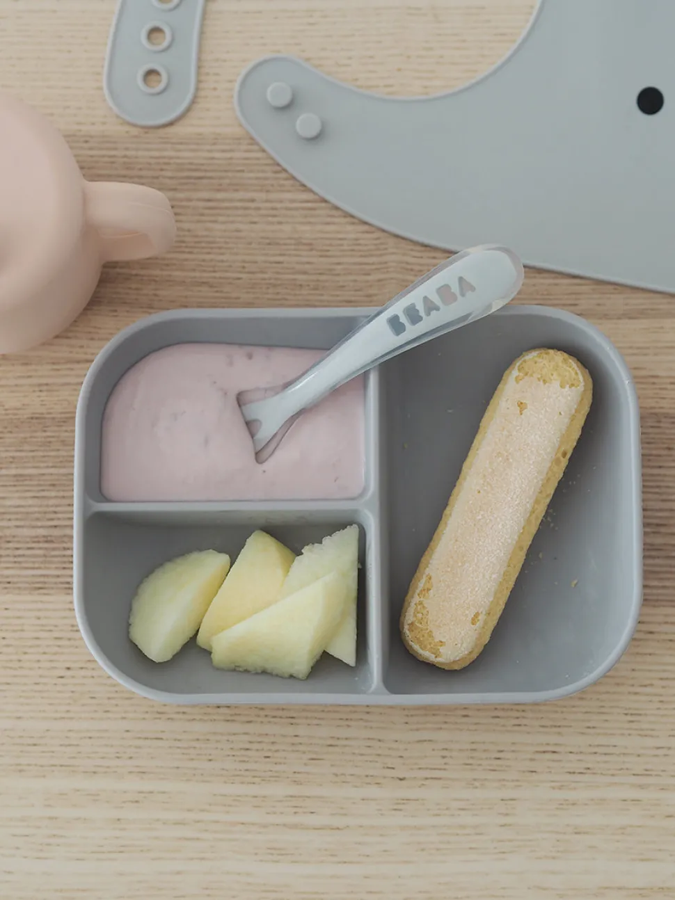 BEABA Sips & Bites 3-Piece Silicone Feeding Set - Rose