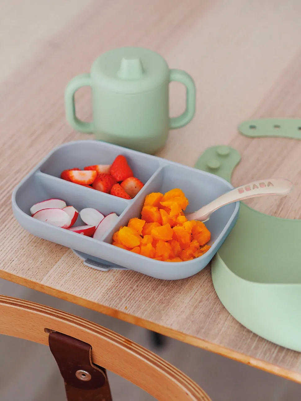 BEABA The Essentials Silicone Meal Set - Grey / Sage