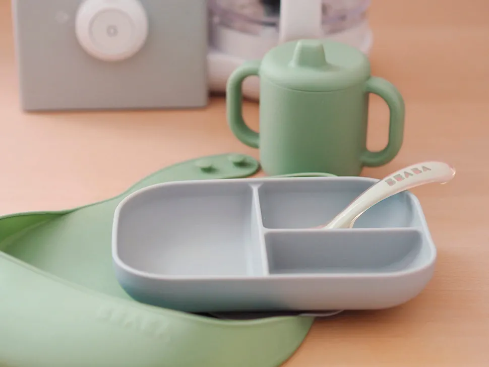 BEABA The Essentials Silicone Meal Set - Grey / Sage