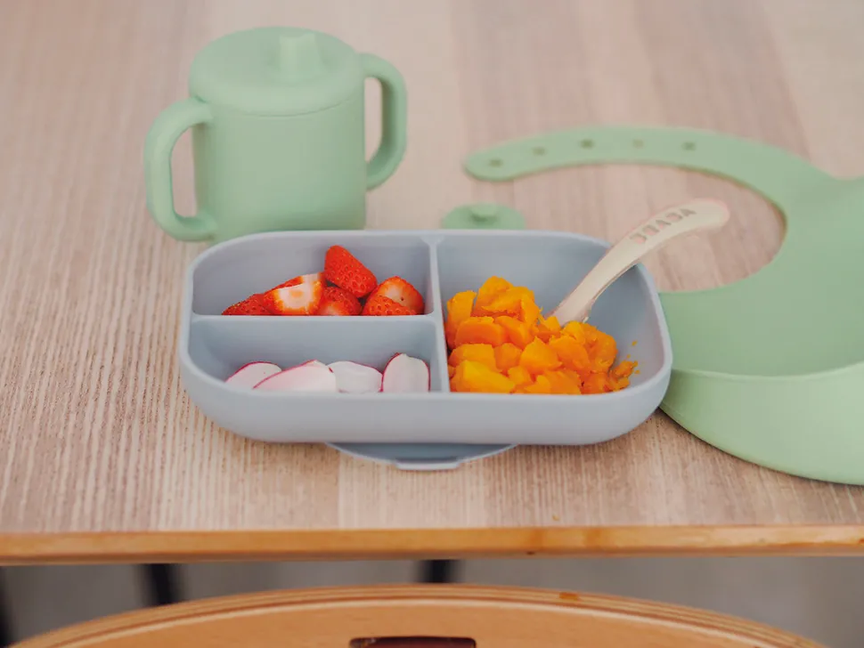 BEABA The Essentials Silicone Meal Set - Grey / Sage