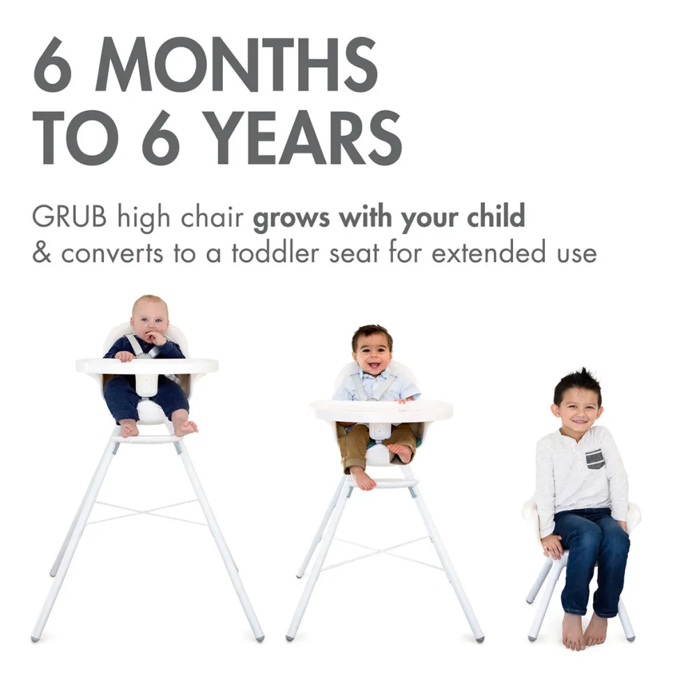 Boon GRUB Dishwasher-Safe Adjustable Baby High Chair - White