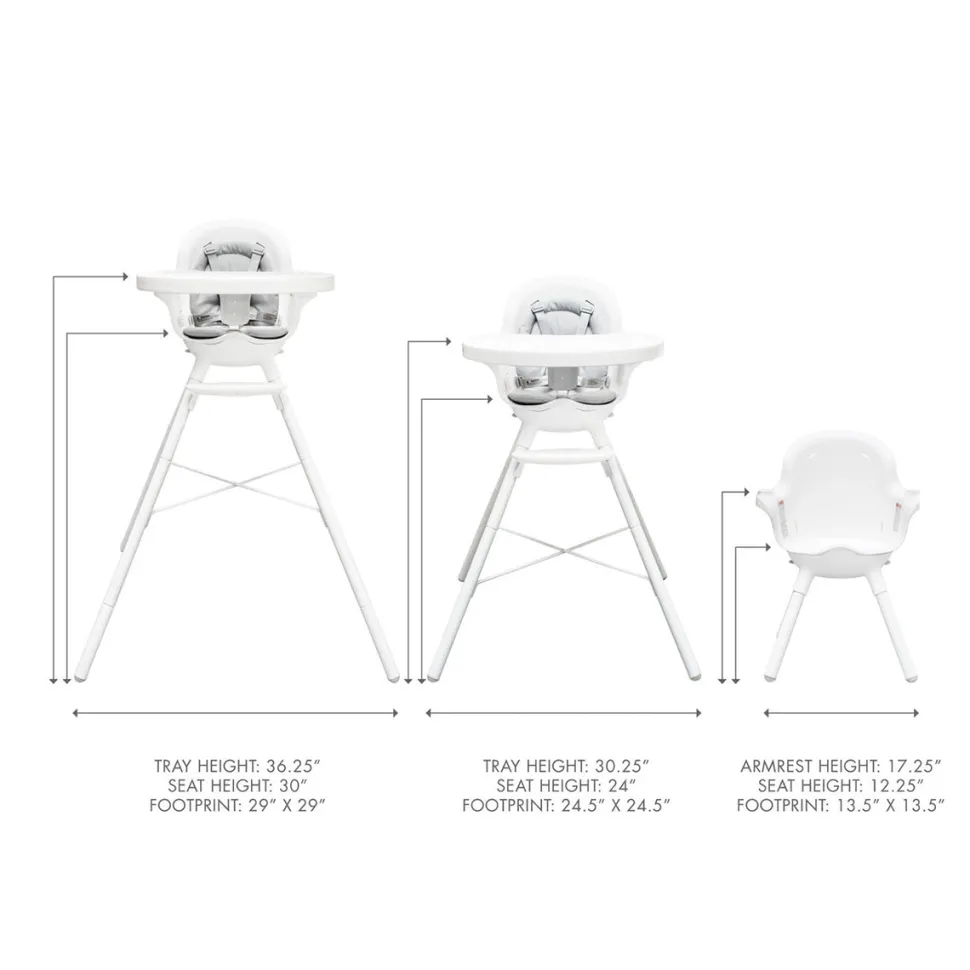 Boon GRUB Dishwasher-Safe Adjustable Baby High Chair - White