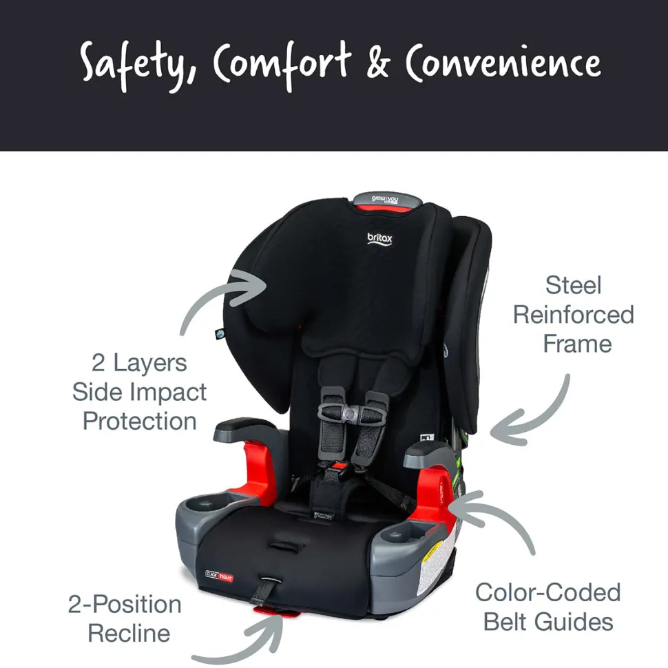 Britax Grow With You ClickTight Harness Booster Car Seat - Black Contour
