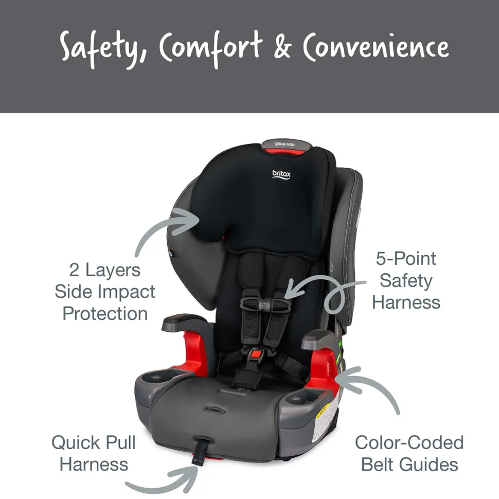 Britax Grow With You Harness Booster Car Seat - Mod Black SafeWash