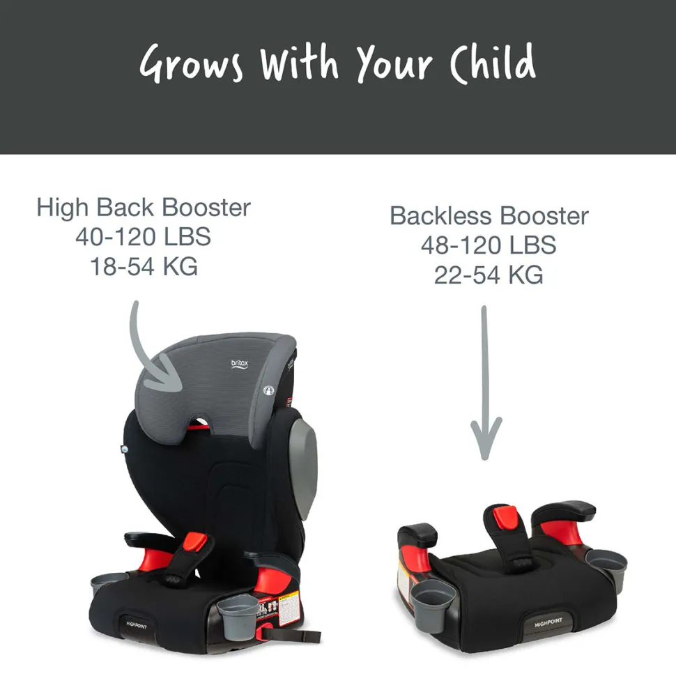 Britax Highpoint 2-Stage Belt Positioning Booster Car Seat - Black Ombre