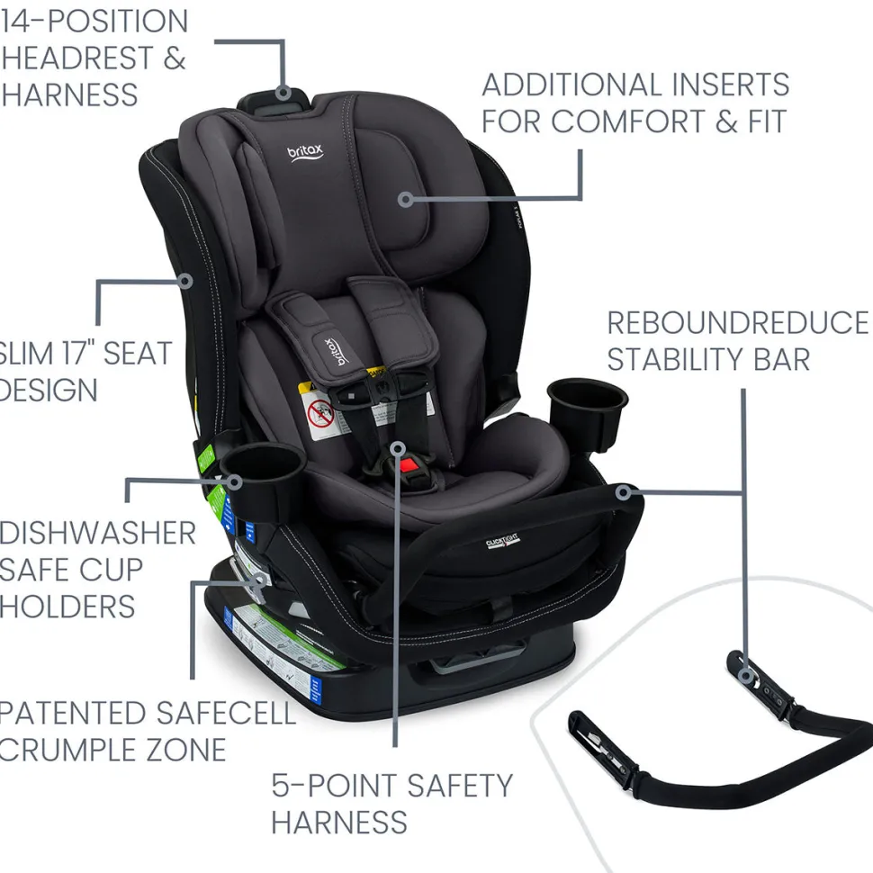 Britax Poplar S Narrow Convertible Car Seat - Stone Onyx