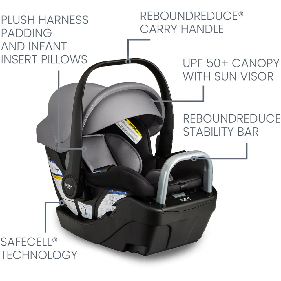 Britax Willow S Infant Car Seat with Alpine Anti-Rebound Base - Graphite Onyx