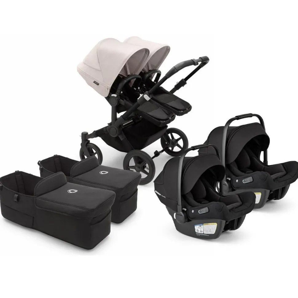 Bugaboo Donkey 5 + Turtle Air Shield Twin Travel System Bundle - Black / Midnight Black / Misty White / Black