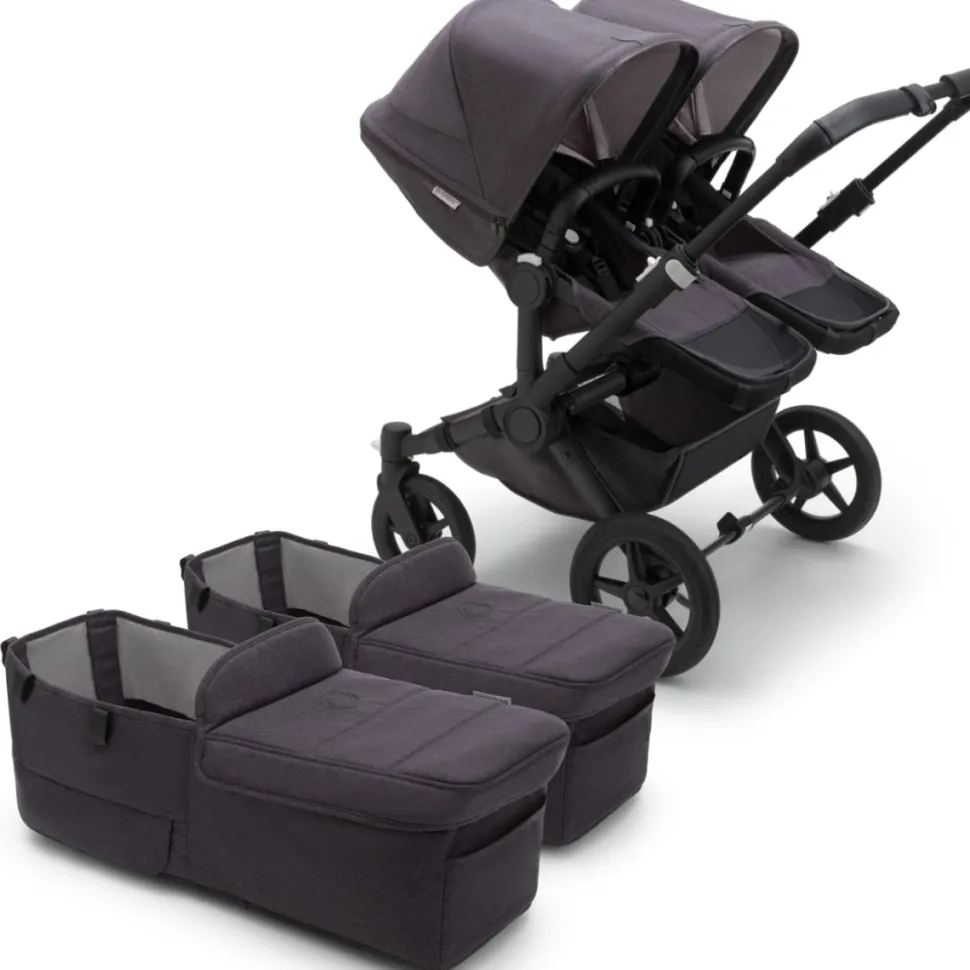 Bugaboo Donkey 5 Mineral Twin Complete Stroller Bundle - Black / Washed Black / Black