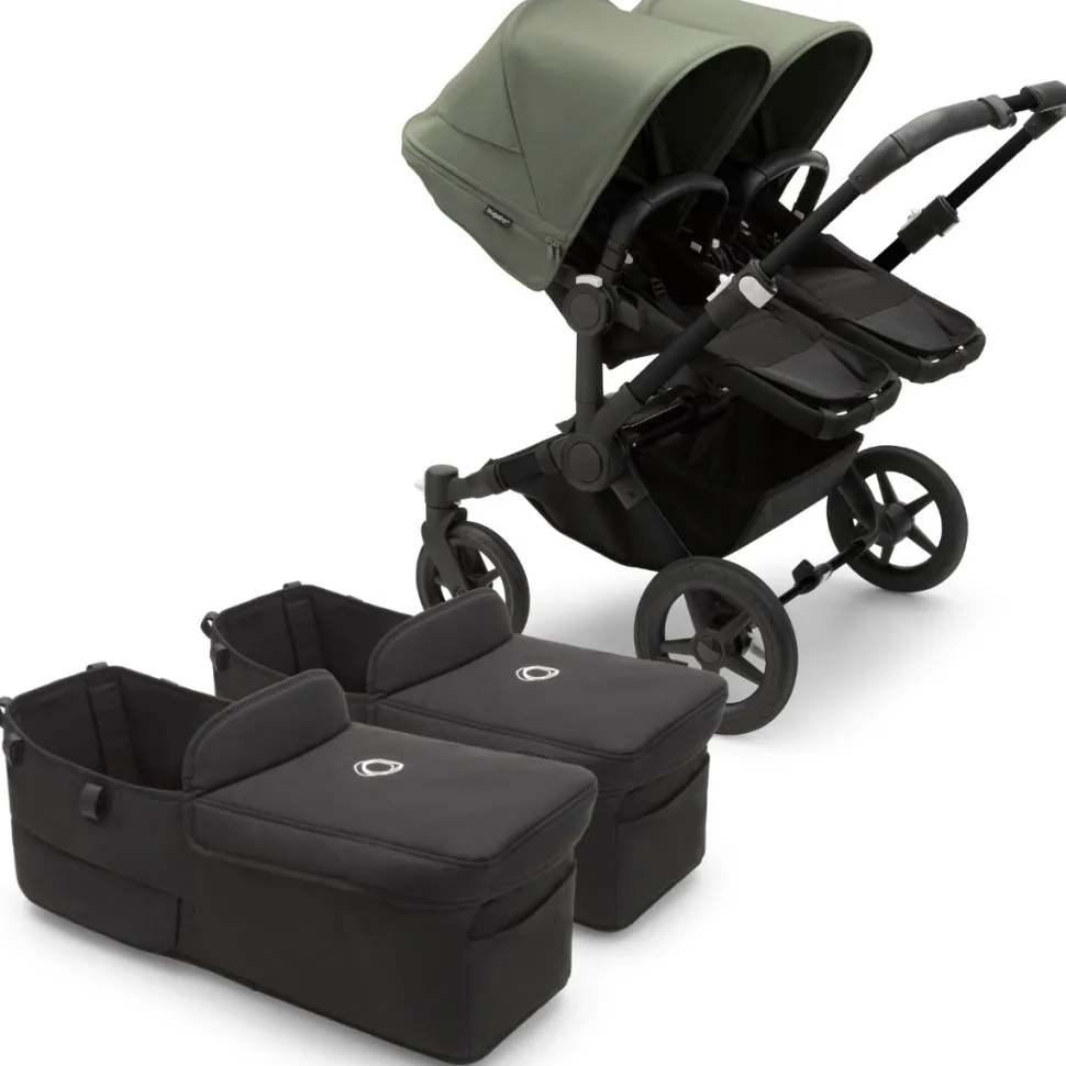 Bugaboo Donkey 5 Twin Complete Stroller Bundle - Black / Midnight Black / Forest Green