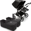 Bugaboo Donkey 5 Twin Complete Stroller Bundle - Aluminum / Midnight Black / Midnight Black / Black
