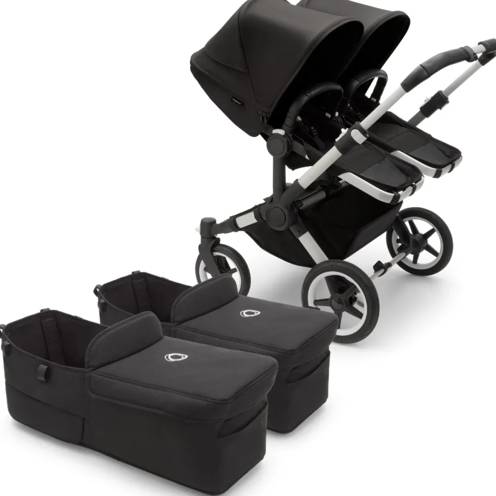 Bugaboo Donkey 5 Twin Complete Stroller Bundle - Aluminum / Midnight Black / Midnight Black / Black