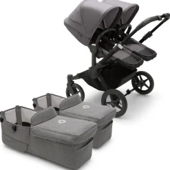 Bugaboo Donkey 5 Twin Complete Stroller Bundle - Black / Grey Melange / Grey Melange