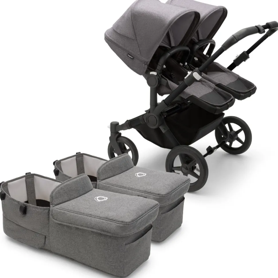 Bugaboo Donkey 5 Twin Complete Stroller Bundle - Black / Grey Melange / Grey Melange