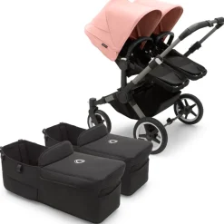 Bugaboo Donkey 5 Twin Complete Stroller Bundle - Graphite / Midnight Black / Morning Pink