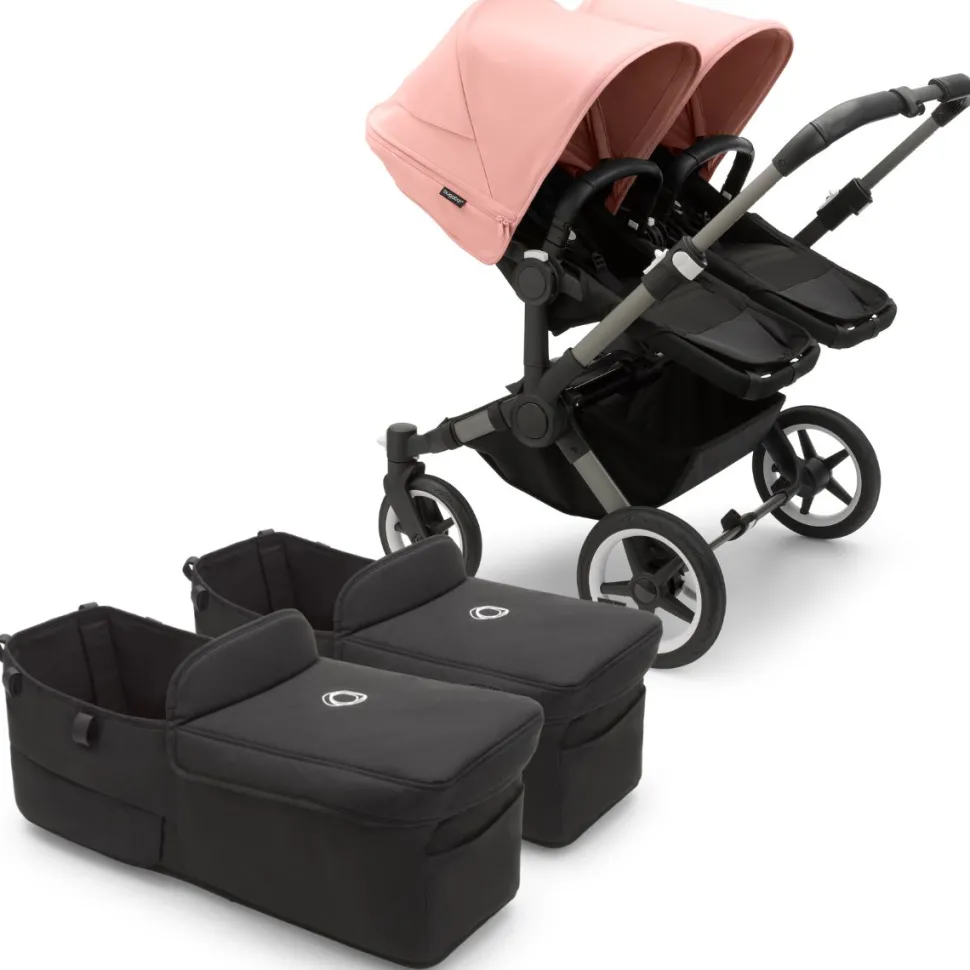 Bugaboo Donkey 5 Twin Complete Stroller Bundle - Graphite / Midnight Black / Morning Pink