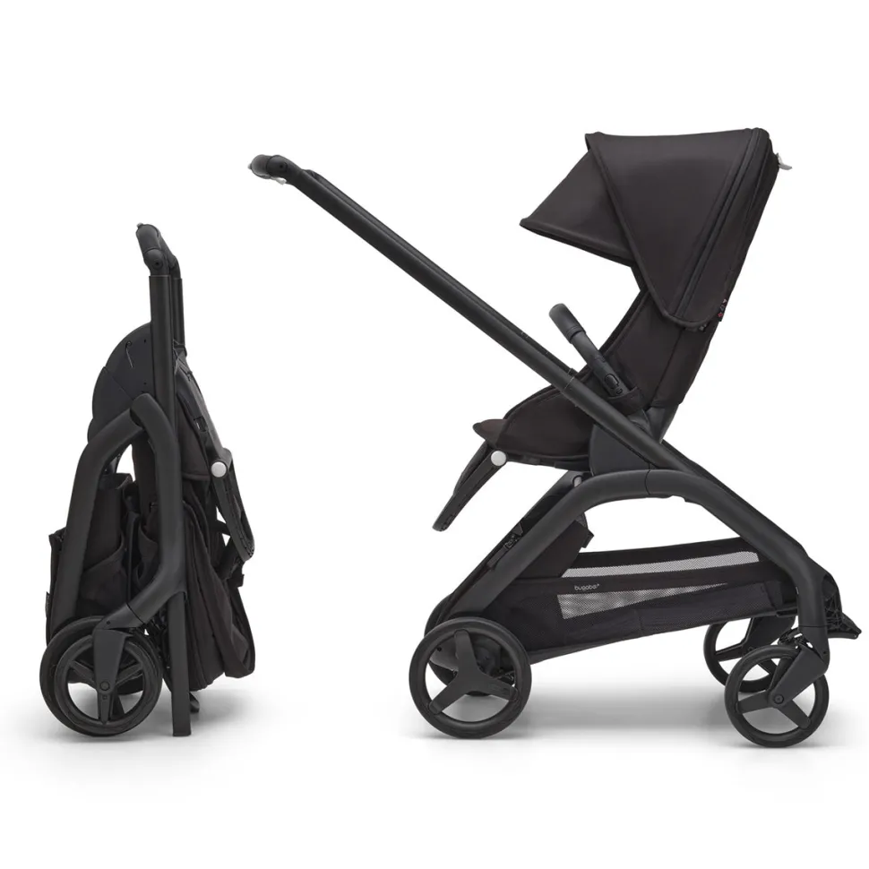 Bugaboo Dragonfly Complete Lightweight Compact Stroller + Bassinet - Black / Midnight Black / Midnight Black