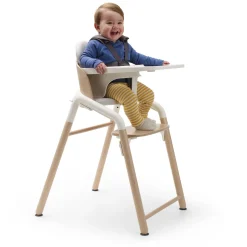 Bugaboo Giraffe Complete High Chair + Newborn Set Bundle - Neutral Wood / White / Polar White