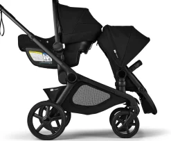 Bugaboo Kangaroo All-Position Newborn Double Stroller + Turtle Air Shield By Nuna Travel System Bundle - Black / Midnight Black / Misty White / Black