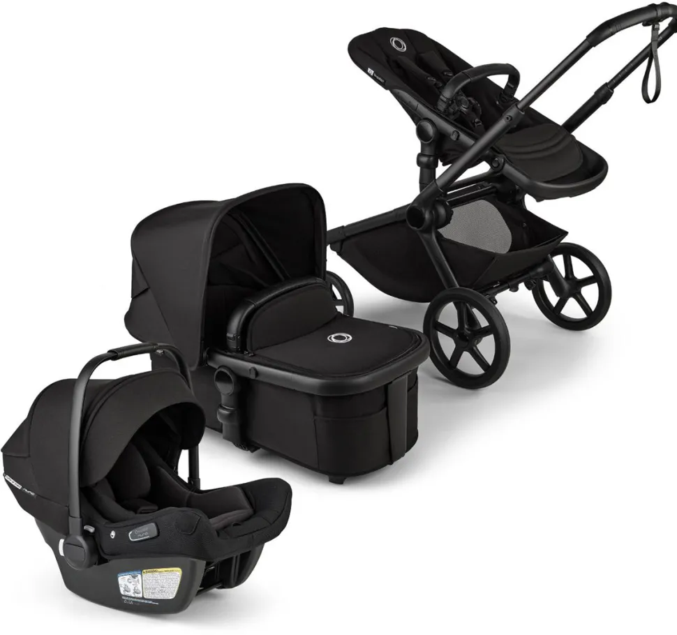 Bugaboo Kangaroo Complete + Turtle Air Shield By Nuna Travel System Bundle - Black / Midnight Black / Midnight Black / Black