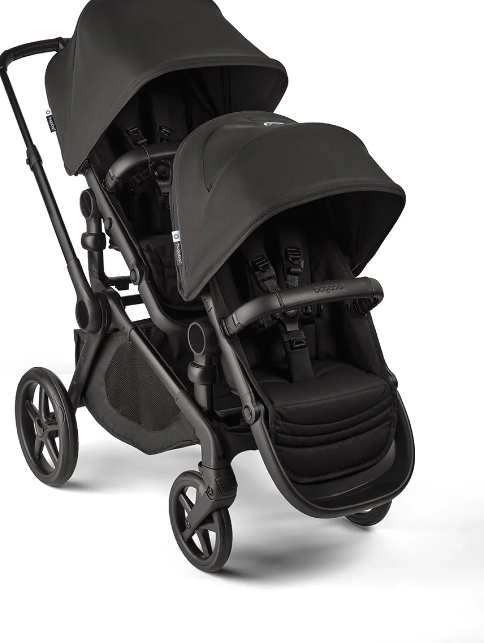Bugaboo Kangaroo Double Stroller + Turtle Air Shield By Nuna Travel System Bundle - Black / Midnight Black / Midnight Black / Black