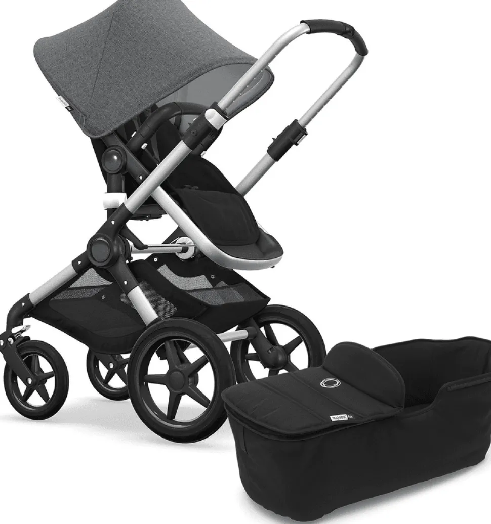 Bugaboo OPEN BOX Fox Complete Stroller - Aluminum/Black/Grey Melange