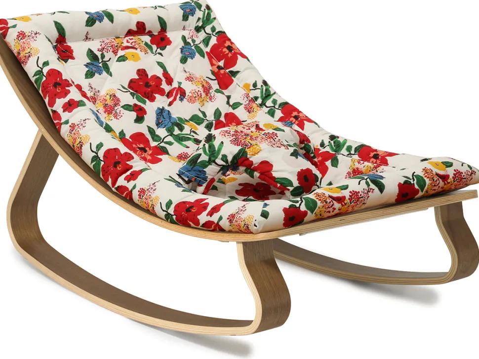Charlie Crane LEVO Baby Rocker - Walnut / Le Petit Lucas du Tertre Hibiscus