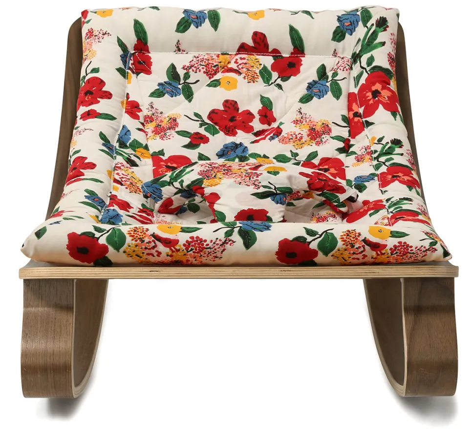 Charlie Crane LEVO Baby Rocker - Walnut / Le Petit Lucas du Tertre Hibiscus