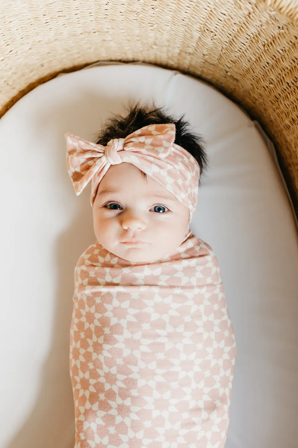 Copper Pearl Knit Headband Bow - Star