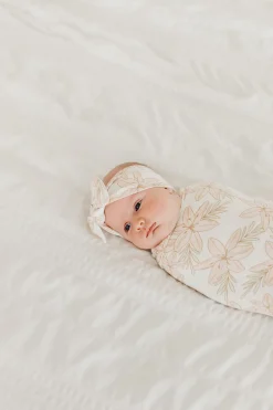 Copper Pearl Knit Headband Bow - Kiana