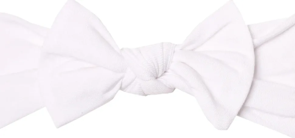 Copper Pearl Knit Headband Bow - Dove