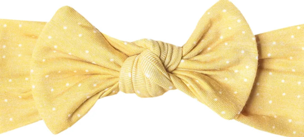 Copper Pearl Knit Headband Bow - Marigold