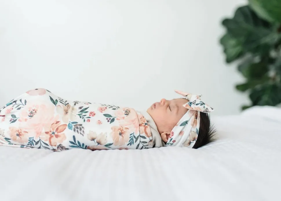 Copper Pearl Knit Headband Bow - Autumn