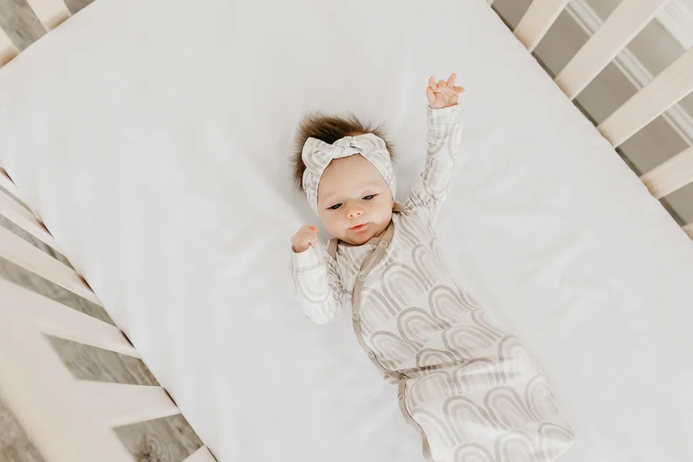 Copper Pearl Knit Headband Bow - Bliss