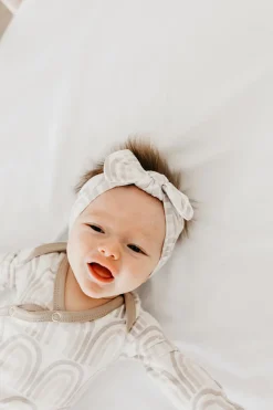 Copper Pearl Knit Headband Bow - Bliss